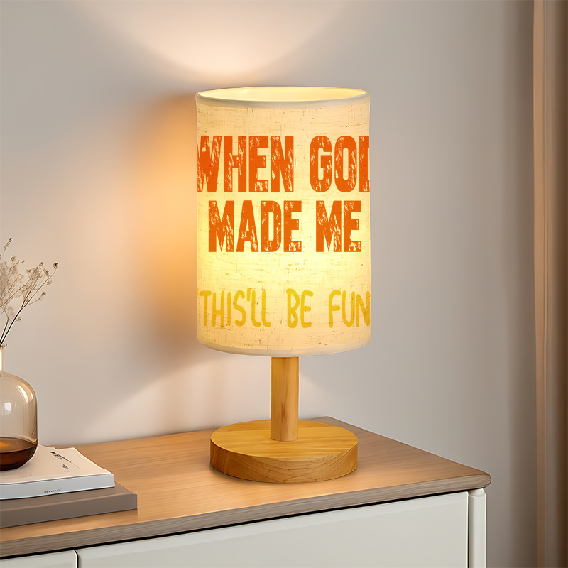 Linen Table Lamp With Inspirational Bible Verse Design
