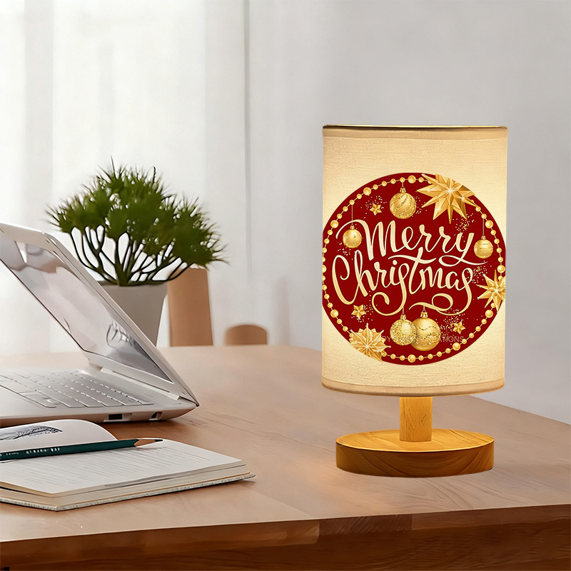 Modern USB powered Linen Table Lamp with Creative Patterns