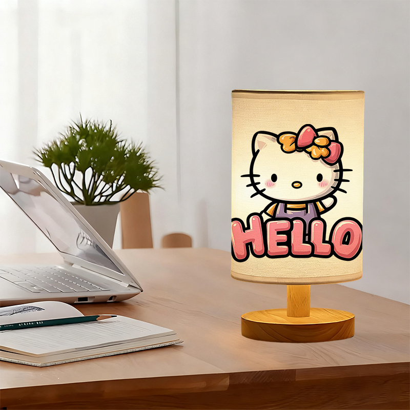 Sanrio Character USB-Powered Modern Bedside Lamp with Cute Pink Bow & Heart Design