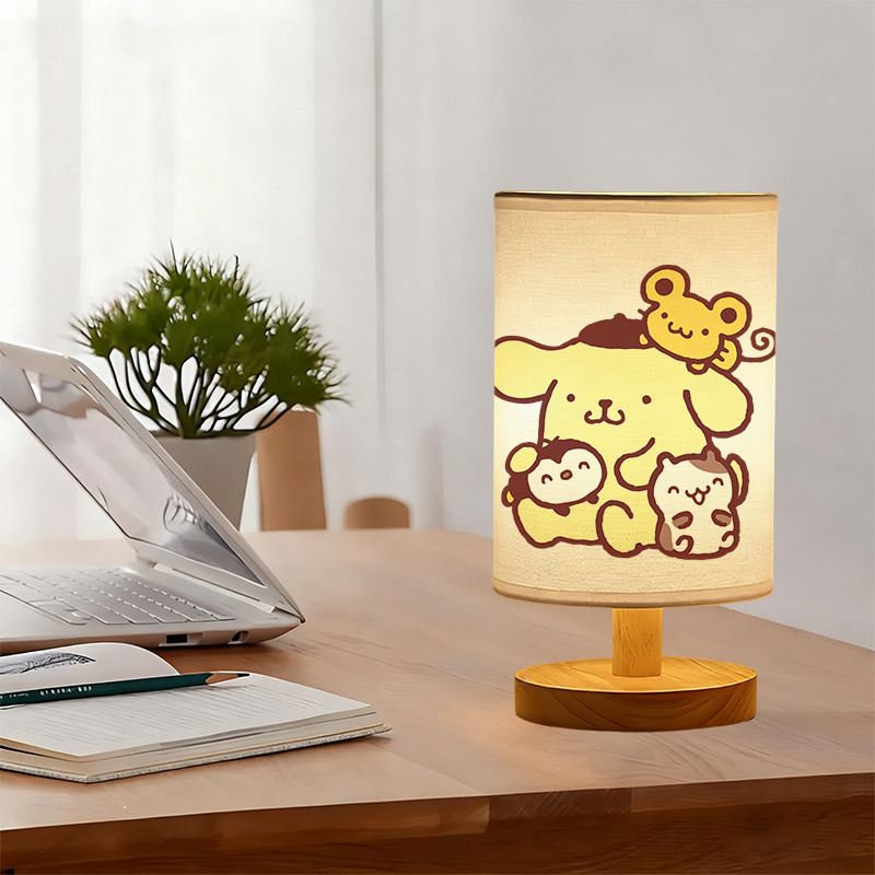 A Modern USB-powered Sanrio Linen Table Lamp Featuring Creative Sanrio Patterns
