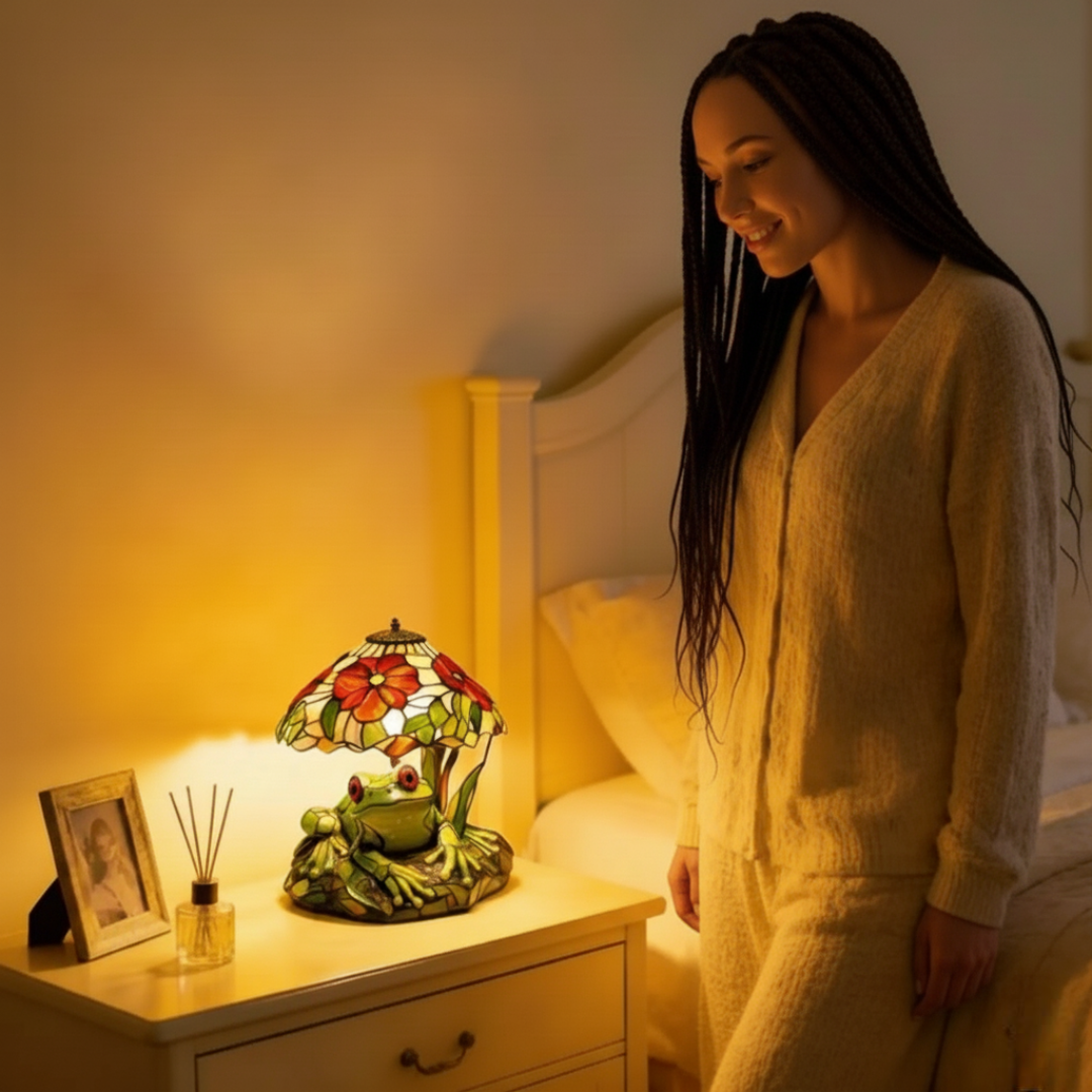Stained Glass Frog Desk Lamp