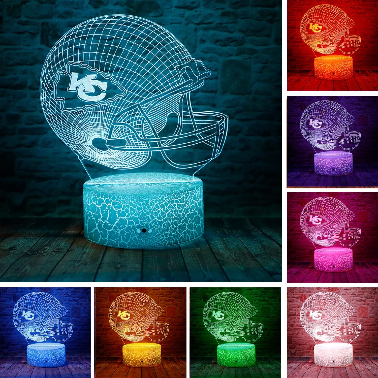 Kansas City Chiefs 3D Helmet LED Illusion Lamp