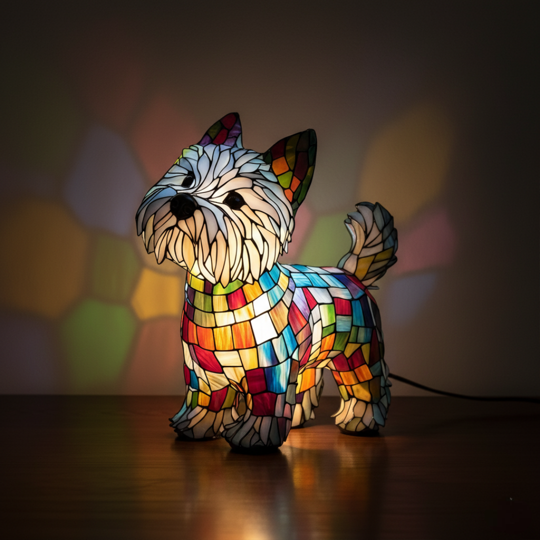 Westie Stained Glass Dog Lamp