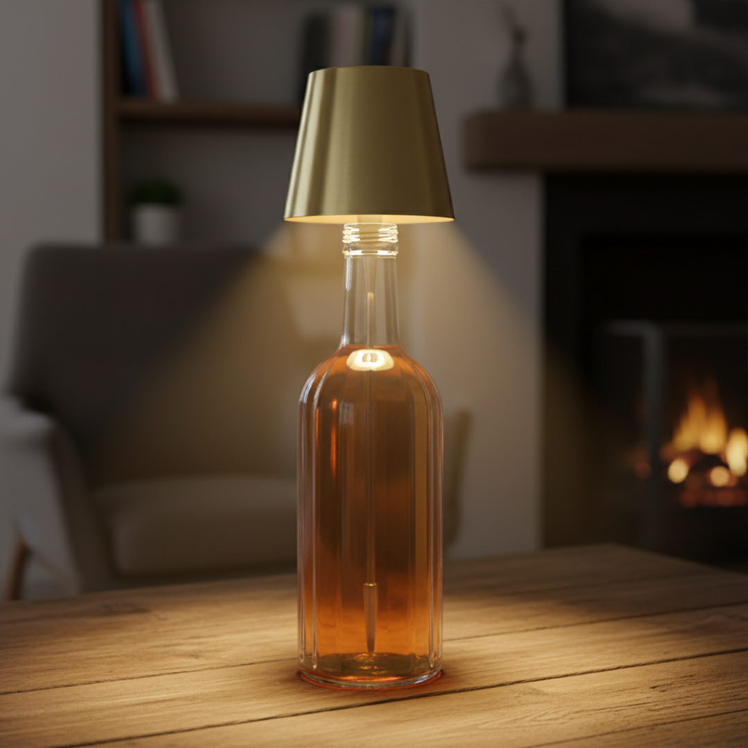 Wireless Bottle Based LED Lamp For Table And Patio