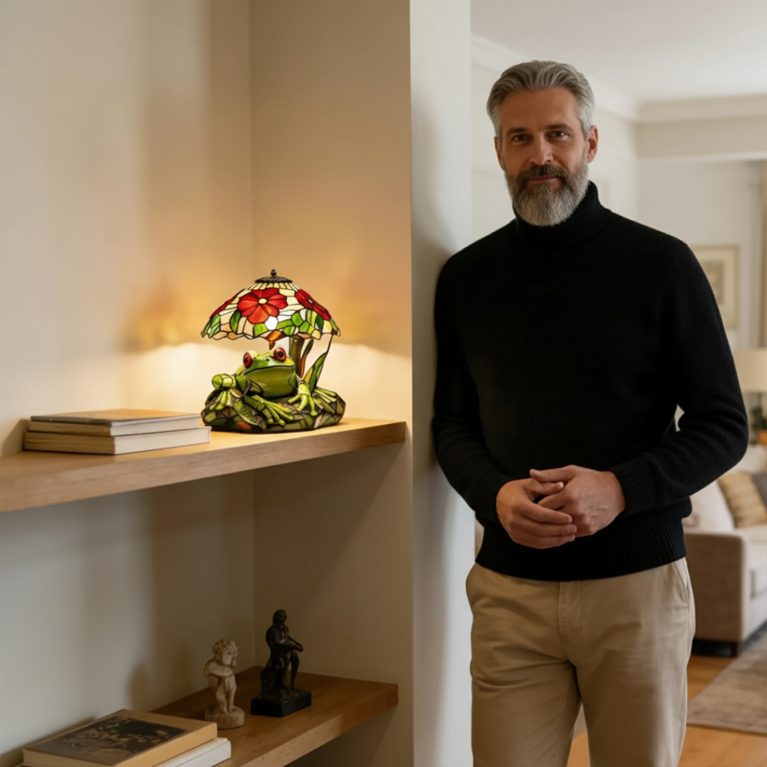 Stained Glass Frog Desk Lamp