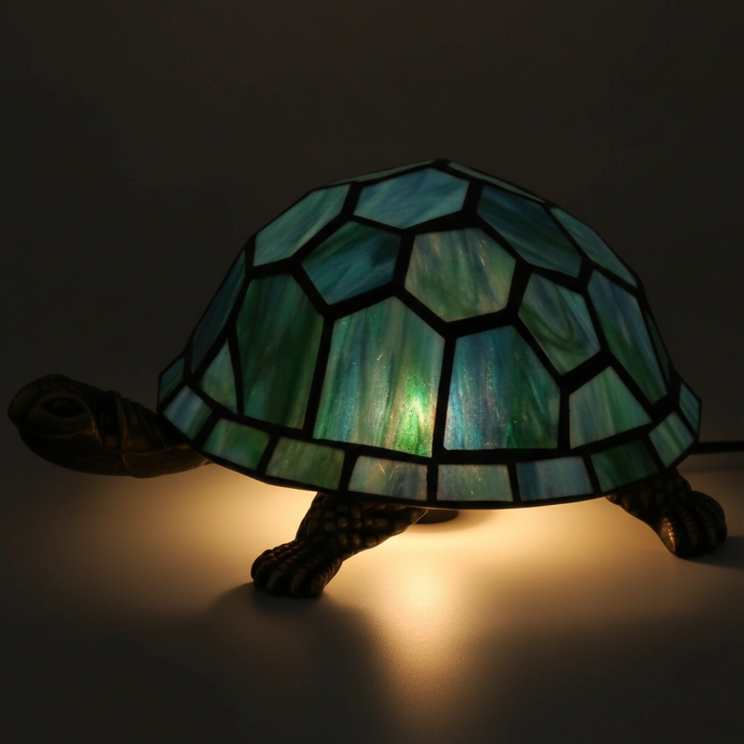 Sea Blue Stained Glass Turtle Lamp