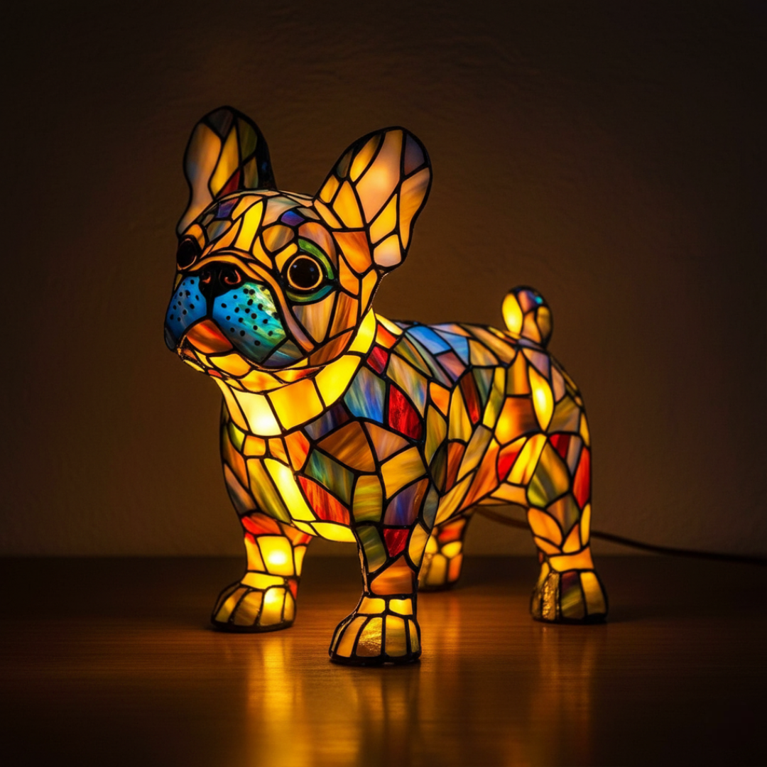 French Bulldog Stained Glass Lamp