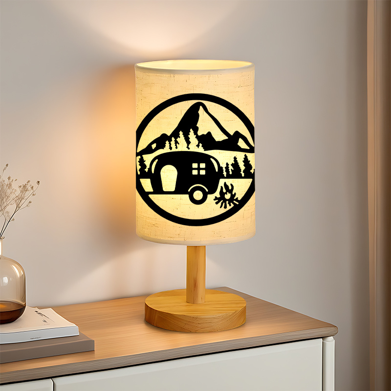 A Modern USB-powered Linen Table Lamp With Creative Patterns