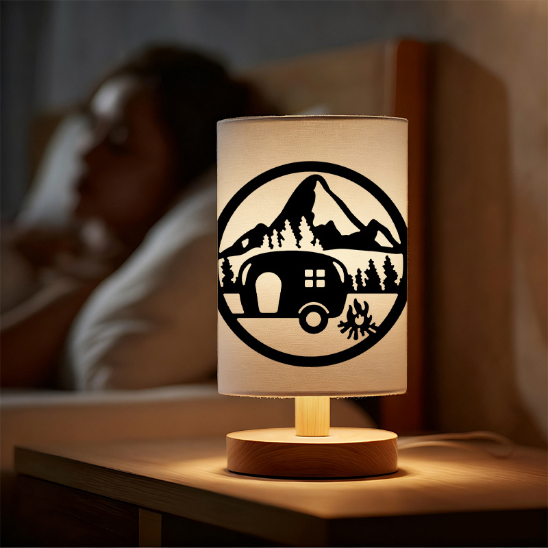 A Modern USB-powered Linen Table Lamp With Creative Patterns