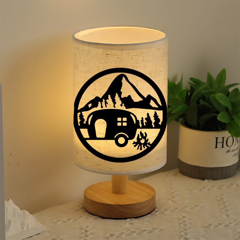 A Modern USB-powered Linen Table Lamp With Creative Patterns