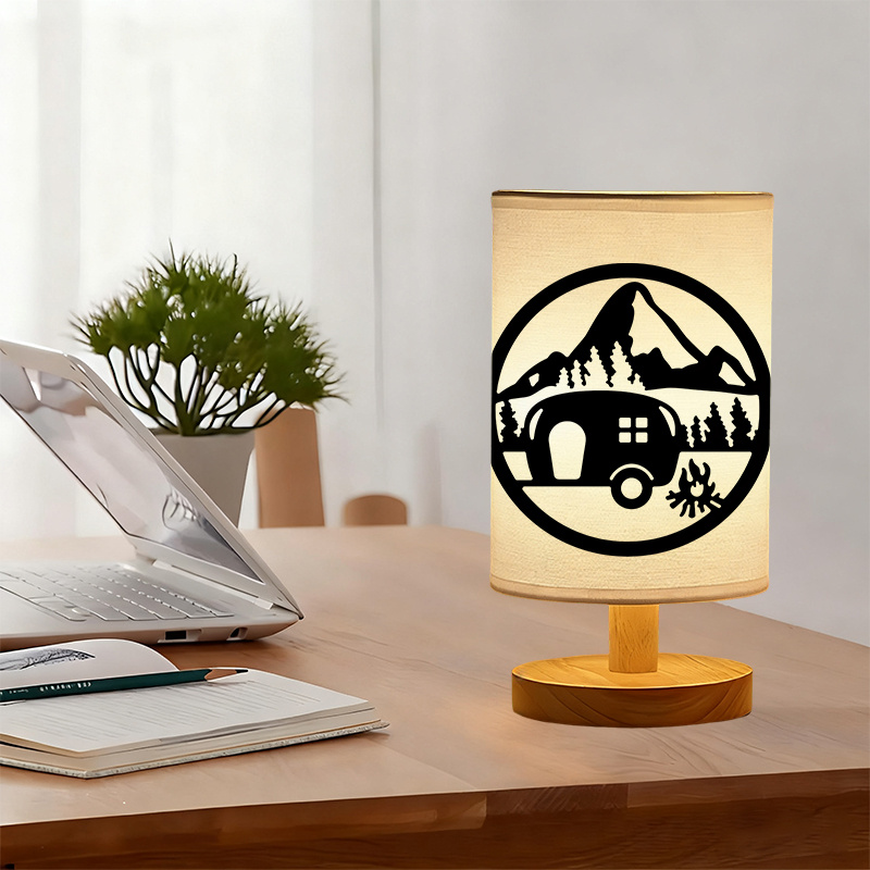 A Modern USB-powered Linen Table Lamp With Creative Patterns