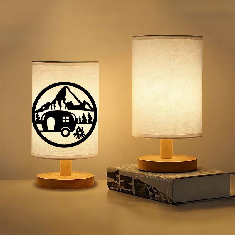 A Modern USB-powered Linen Table Lamp With Creative Patterns