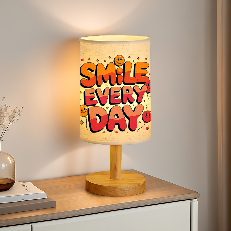 A Modern USB-powered Linen Table Lamp With Creative Patterns