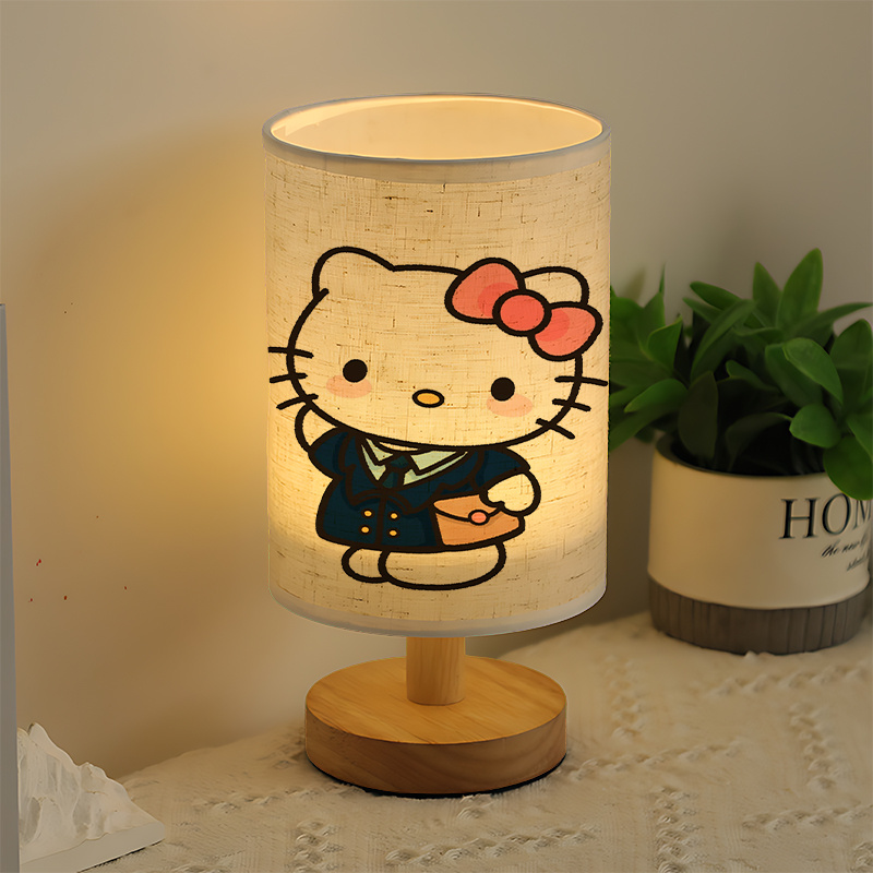 A Modern USB-powered Sanrio Linen Table Lamp Featuring Creative Sanrio Patterns.