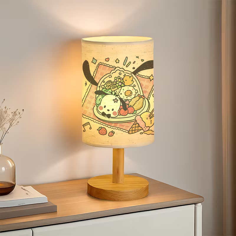 A Modern USB-powered Sanrio Linen Table Lamp Featuring Creative Sanrio Patterns