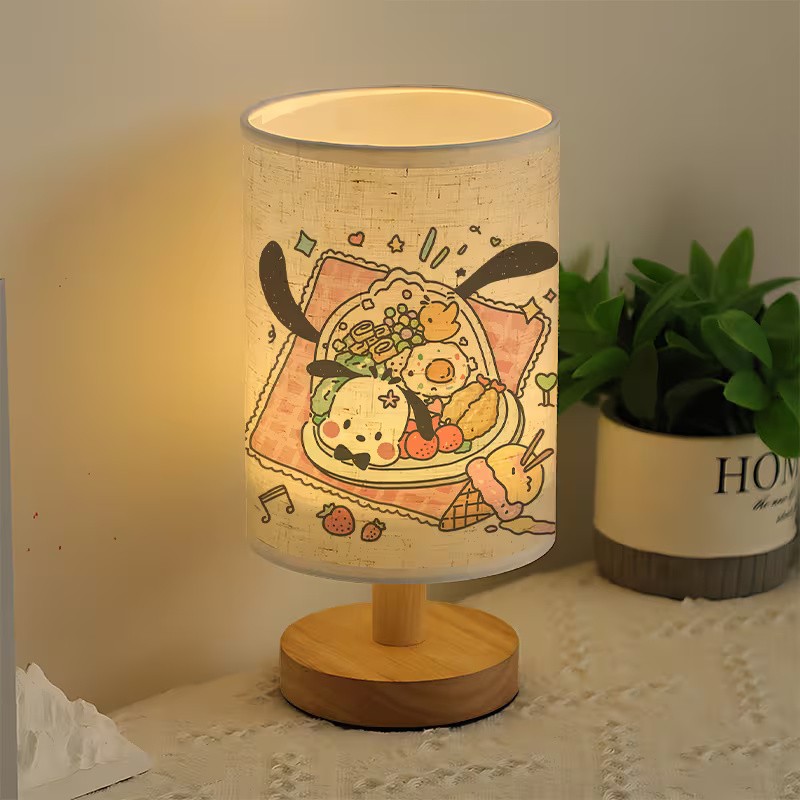 A Modern USB-powered Sanrio Linen Table Lamp Featuring Creative Sanrio Patterns