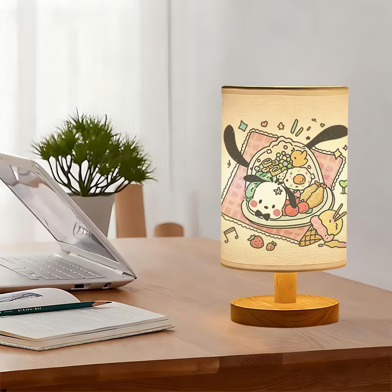 A Modern USB-powered Sanrio Linen Table Lamp Featuring Creative Sanrio Patterns