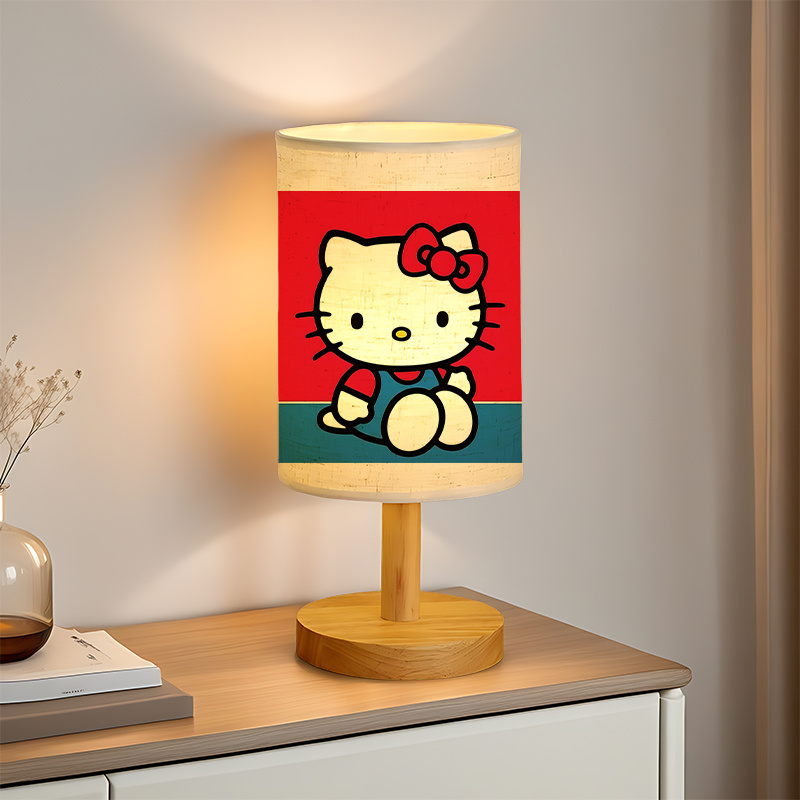 A Modern USB-powered Sanrio Linen Table Lamp Featuring Creative Sanrio Patterns
