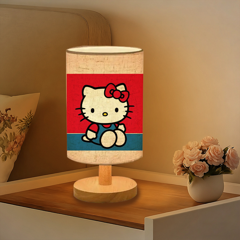 A Modern USB-powered Sanrio Linen Table Lamp Featuring Creative Sanrio Patterns