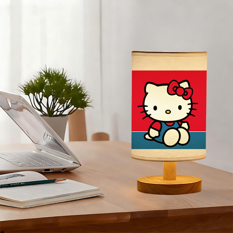 A Modern USB-powered Sanrio Linen Table Lamp Featuring Creative Sanrio Patterns