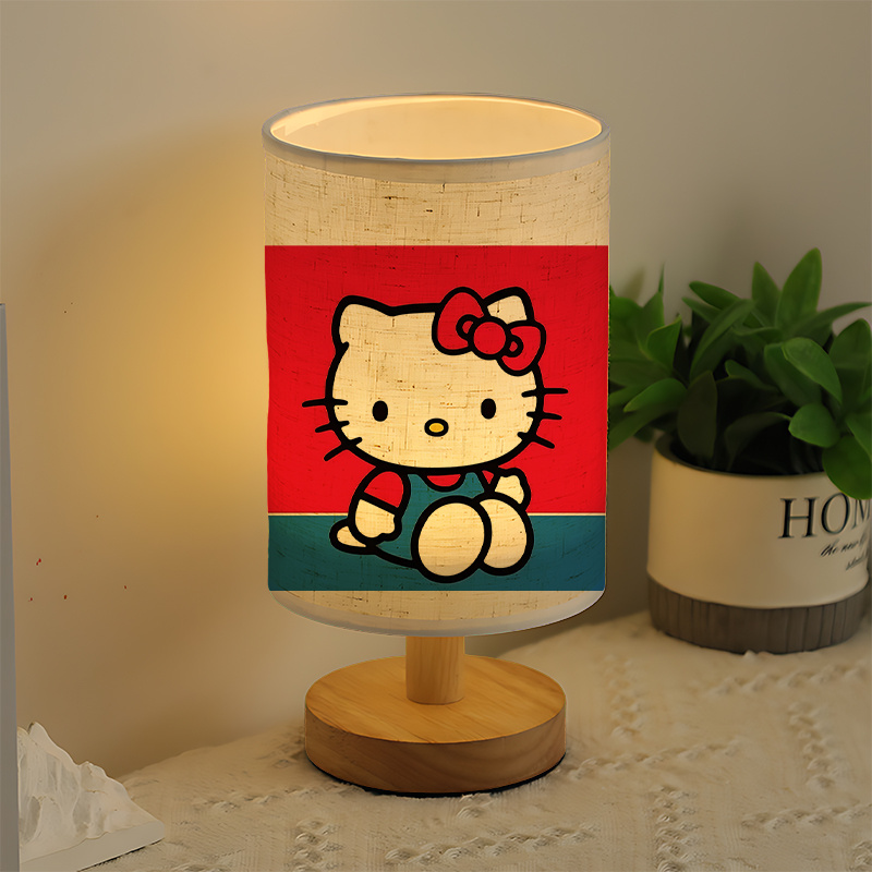 A Modern USB-powered Sanrio Linen Table Lamp Featuring Creative Sanrio Patterns