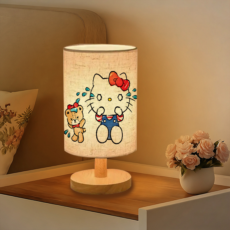 A modern Sanrio USB-powered linen lamp with a creative design, featuring Sanrio patterns