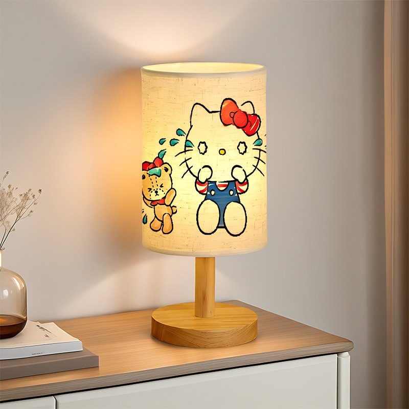 A modern Sanrio USB-powered linen lamp with a creative design, featuring Sanrio patterns