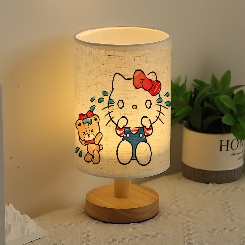 A modern Sanrio USB-powered linen lamp with a creative design, featuring Sanrio patterns