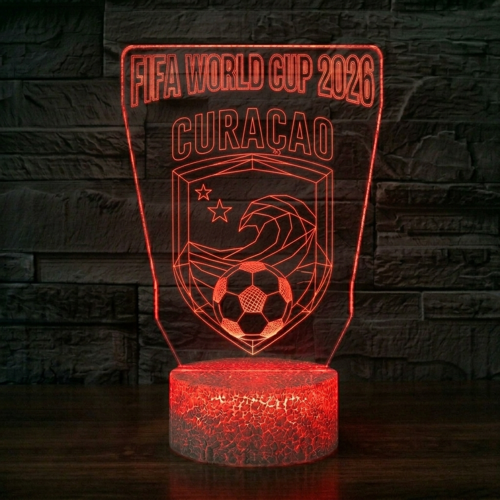 FIFA 2026 Curaçao Soccer Sports Themed 3D Optical Lamp