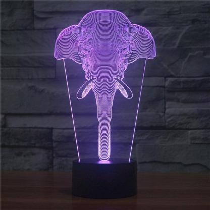 Realistic Elephant Head Bust 3D Optical Illusion Lamp - 3D Optical Lamp