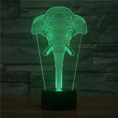 Realistic Elephant Head Bust 3D Optical Illusion Lamp - 3D Optical Lamp