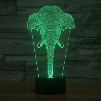 Realistic Elephant Head Bust 3D Optical Illusion Lamp - 3D Optical Lamp