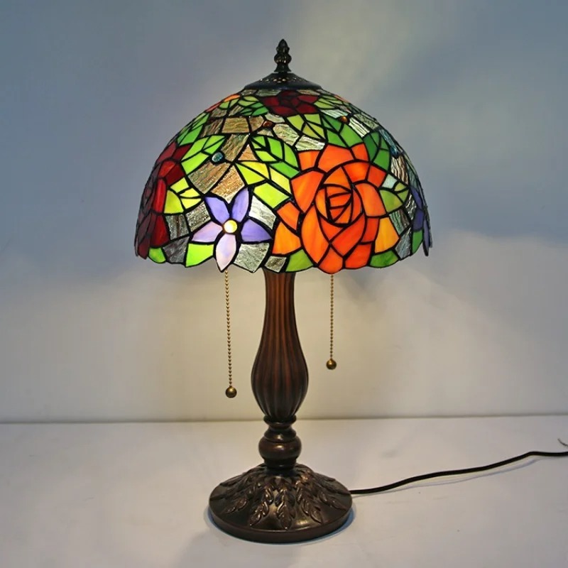  American Pastoral Glass Rose Table Lamp
