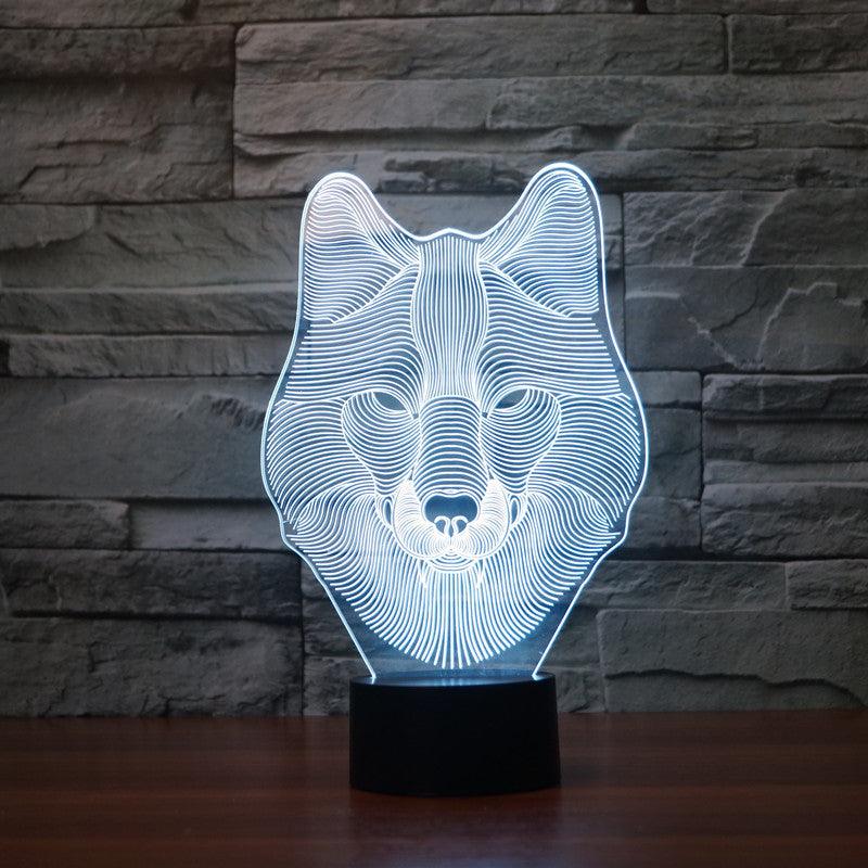 Wolf Head 3D Lamp – Fierce LED Optical Illusion Light-3D Optical Lamp