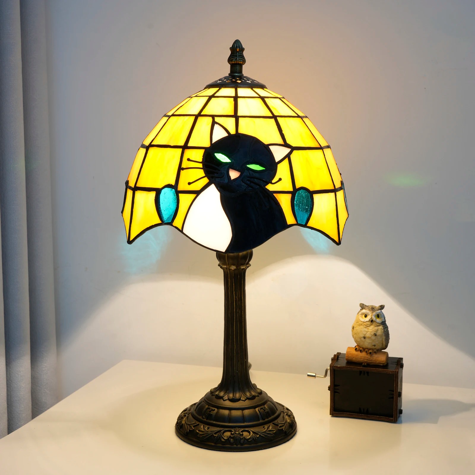 Black Cat Table Lamp for Bedroom Nightstand Decor