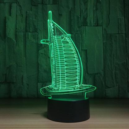 Burj Al Arab Hotel 3D Optical Illusion Lamp - 3D Optical Lamp