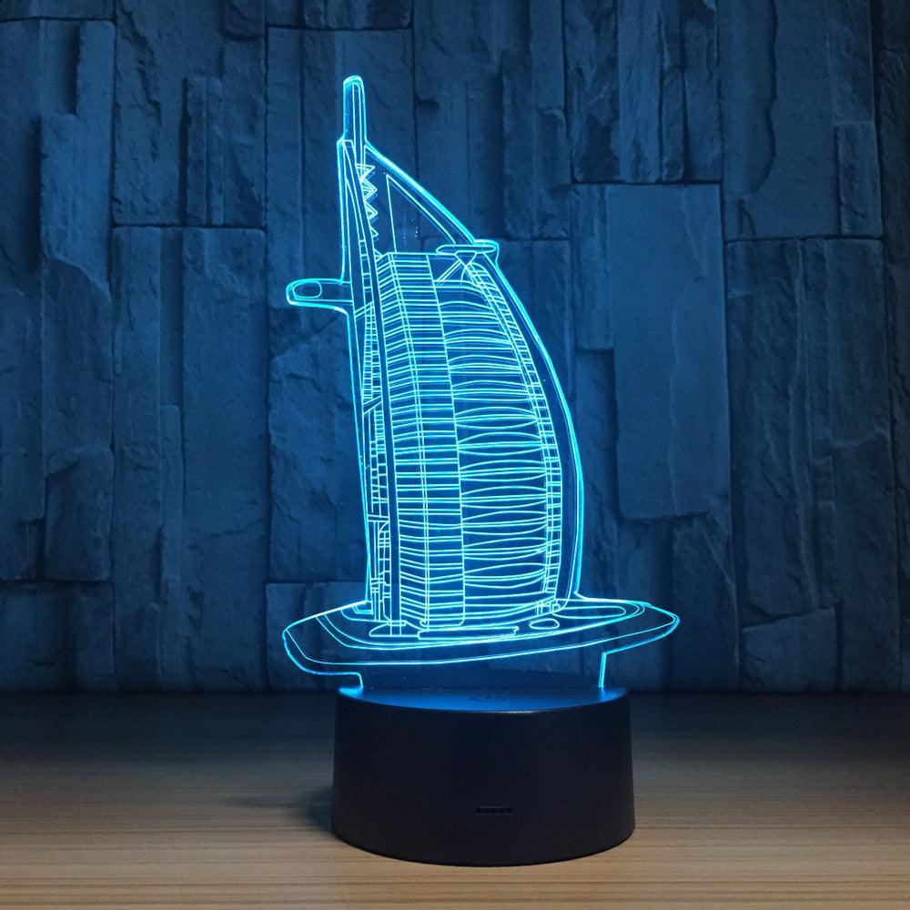 Burj Al Arab Hotel 3D Optical Illusion Lamp - 3D Optical Lamp