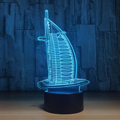 Burj Al Arab Hotel 3D Optical Illusion Lamp - 3D Optical Lamp