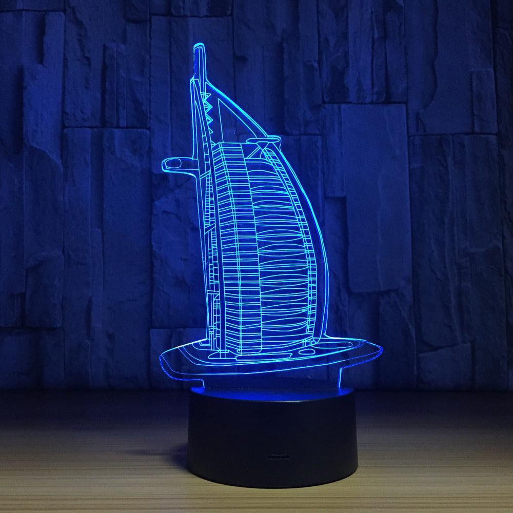 Burj Al Arab Hotel 3D Optical Illusion Lamp - 3D Optical Lamp