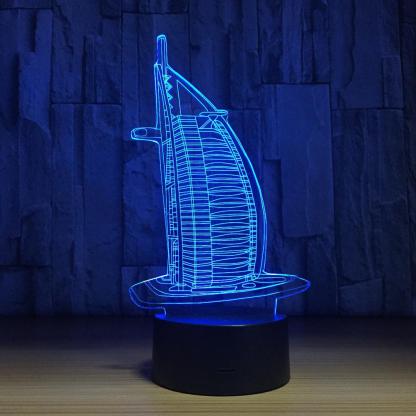 Burj Al Arab Hotel 3D Optical Illusion Lamp - 3D Optical Lamp