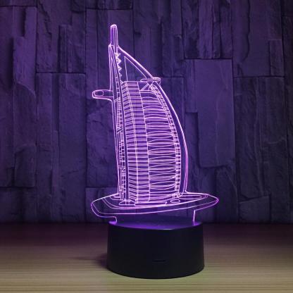 Burj Al Arab Hotel 3D Optical Illusion Lamp - 3D Optical Lamp