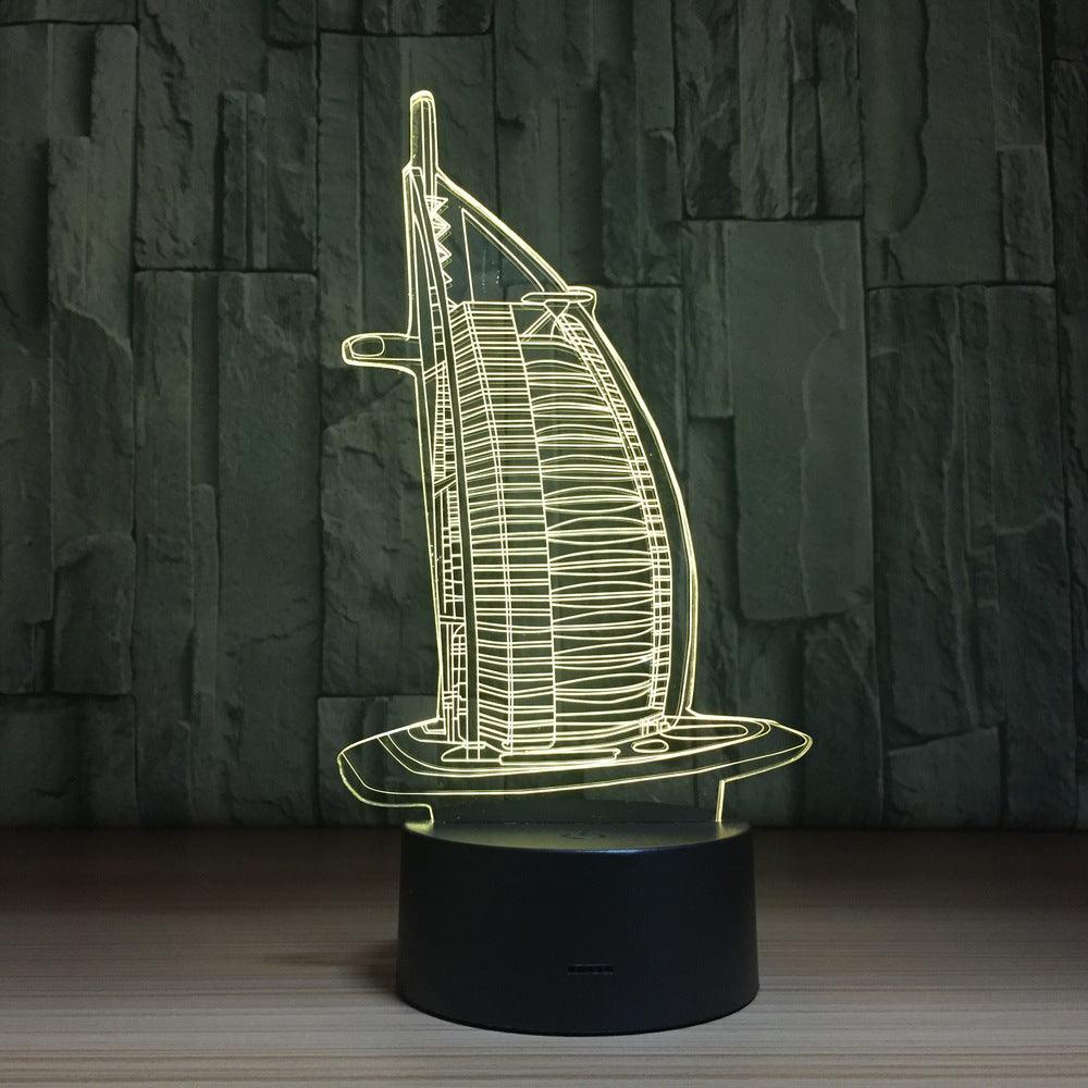 Burj Al Arab Hotel 3D Optical Illusion Lamp - 3D Optical Lamp