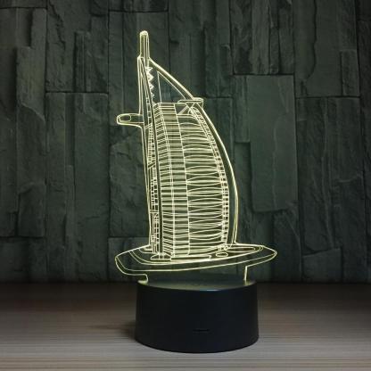 Burj Al Arab Hotel 3D Optical Illusion Lamp - 3D Optical Lamp