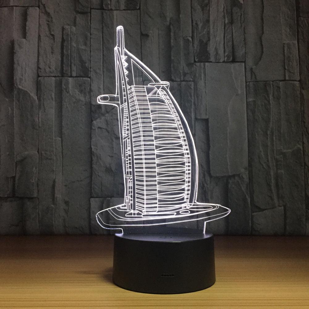 Burj Al Arab Hotel 3D Optical Illusion Lamp - 3D Optical Lamp