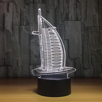 Burj Al Arab Hotel 3D Optical Illusion Lamp - 3D Optical Lamp