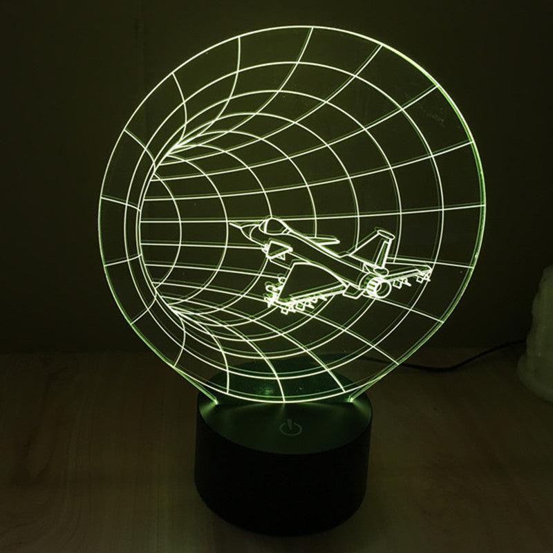 Jet Fighter 3D Lamp with Multicolor LED Display and Adapter System-3D Optical Lamp