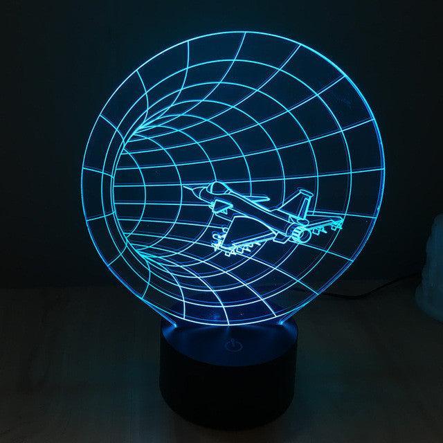 Jet Fighter 3D Lamp with Multicolor LED Display and Adapter System-3D Optical Lamp