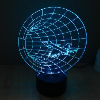 Jet Fighter 3D Lamp with Multicolor LED Display and Adapter System-3D Optical Lamp