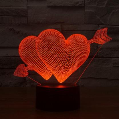 Struck By Cupid's Arrow 3D Optical Illusion Lamp - 3D Optical Lamp