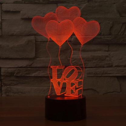 Celebratory Love Sculpture 3D Optical Illusion Lamp - 3D Optical Lamp